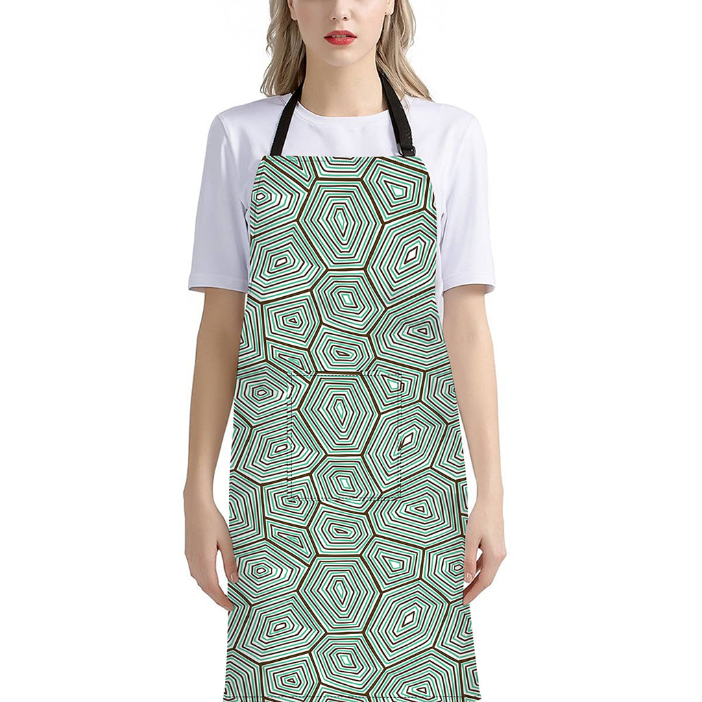 Turtle Shell Pattern Print Bib Apron With Pocket