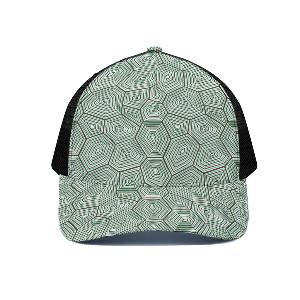 Turtle Shell Pattern Print Black Mesh Trucker Cap