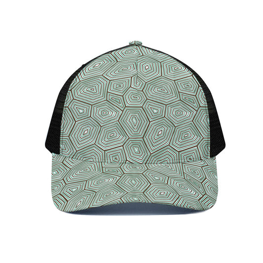 Turtle Shell Pattern Print Black Mesh Trucker Cap
