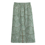 Turtle Shell Pattern Print Cotton Front Slit Maxi Skirt