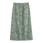 Turtle Shell Pattern Print Cotton Front Slit Maxi Skirt