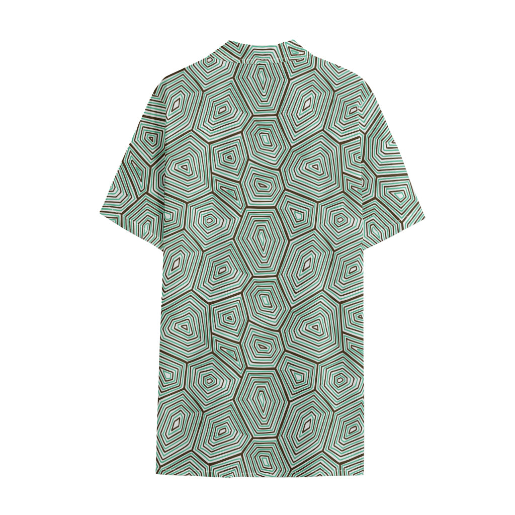 Turtle Shell Pattern Print Cotton Hawaiian Shirt