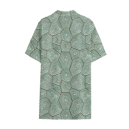 Turtle Shell Pattern Print Cotton Hawaiian Shirt