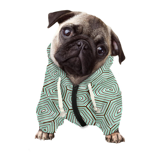 Turtle Shell Pattern Print Dog Zip Up Hoodie