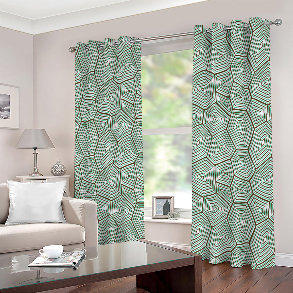 Turtle Shell Pattern Print Extra Wide Grommet Curtains