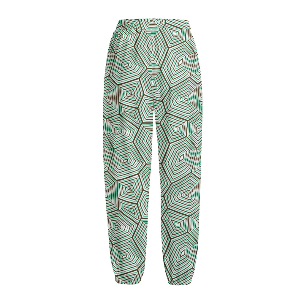 Turtle Shell Pattern Print Fleece Lined Knit Pants