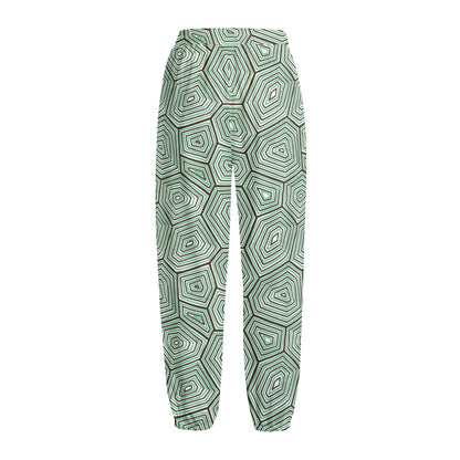 Turtle Shell Pattern Print Fleece Lined Knit Pants