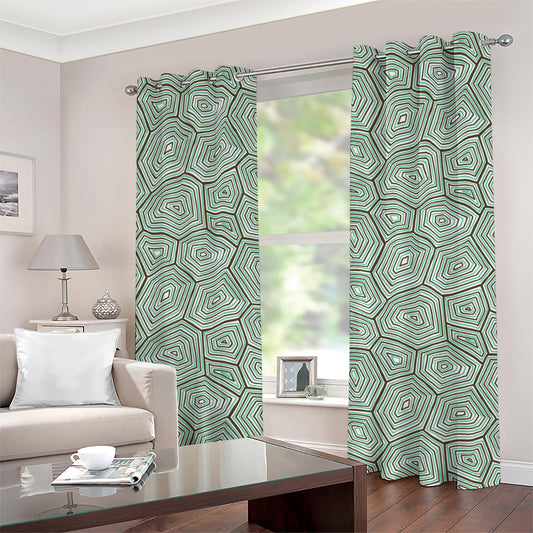 Turtle Shell Pattern Print Grommet Curtains