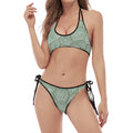 Turtle Shell Pattern Print Halter Scoop Tie Side Bikini