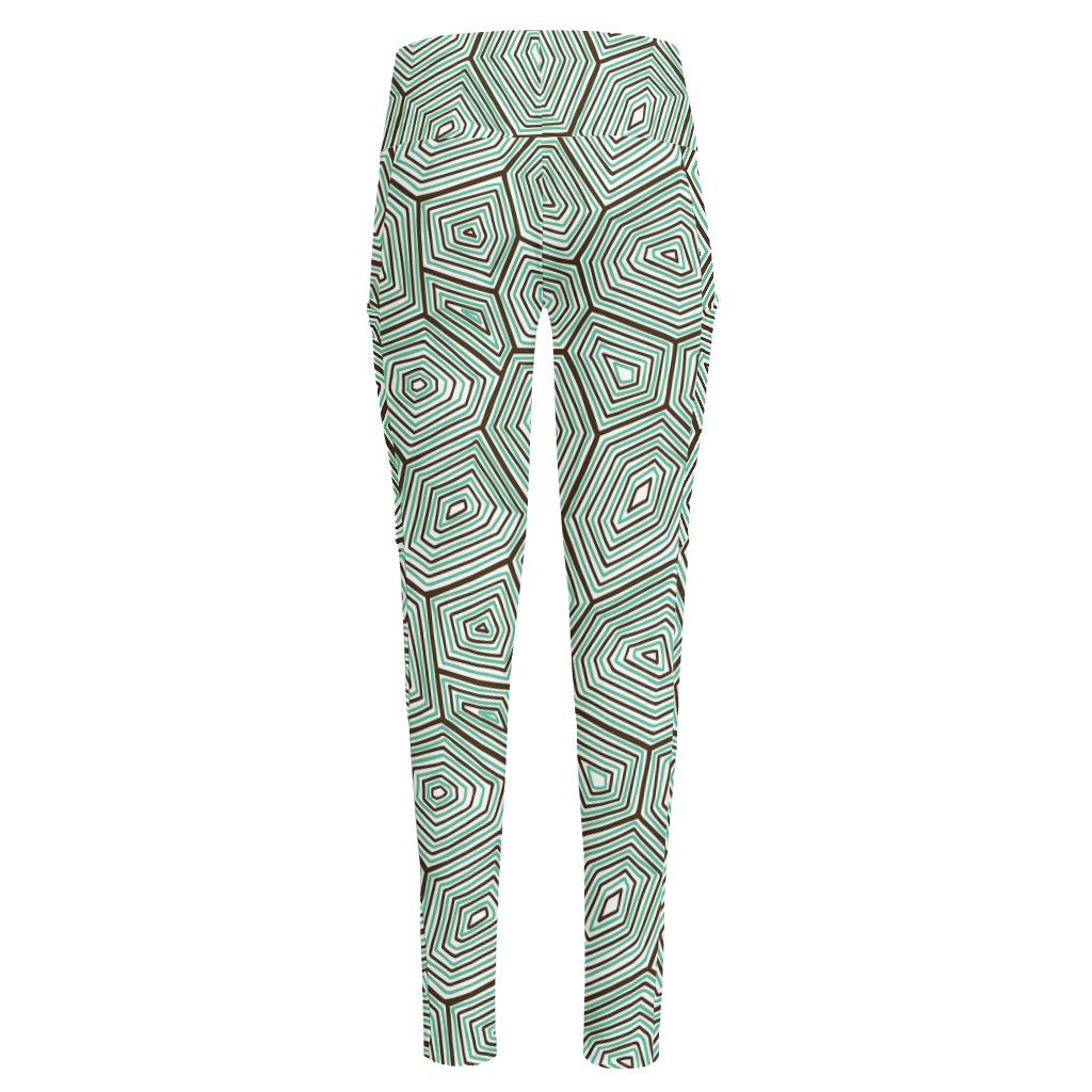 Turtle Shell Pattern Print High-Waisted Pocket Leggings