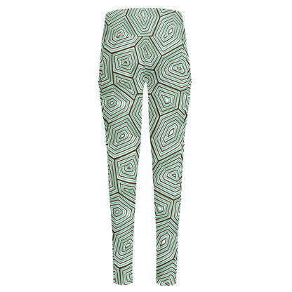 Turtle Shell Pattern Print High-Waisted Pocket Leggings