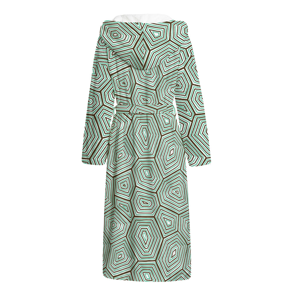 Turtle Shell Pattern Print Hooded Bathrobe