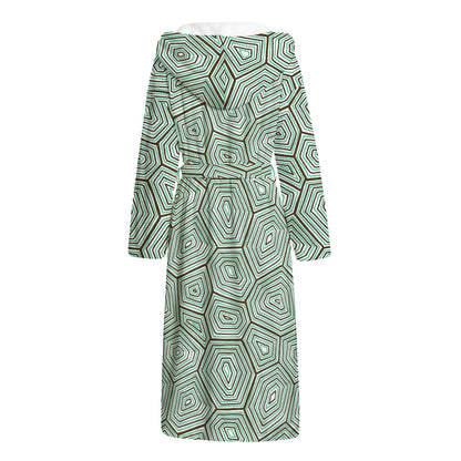 Turtle Shell Pattern Print Hooded Bathrobe