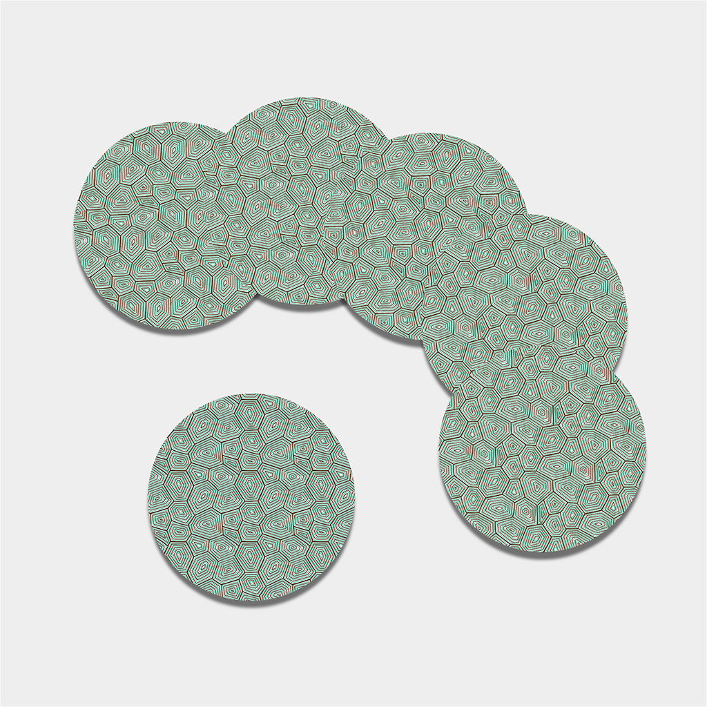 Turtle Shell Pattern Print Leather Coaster Set