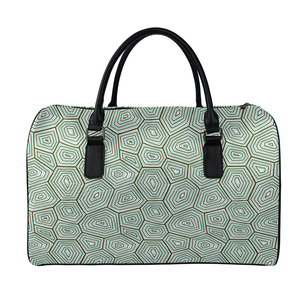 Turtle Shell Pattern Print Leather Duffle Bag