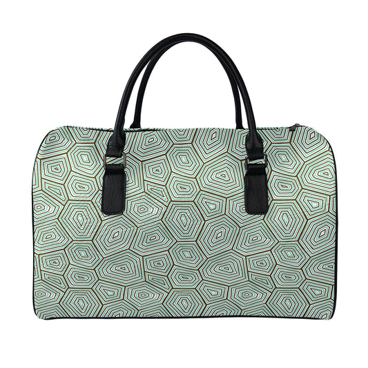Turtle Shell Pattern Print Leather Duffle Bag