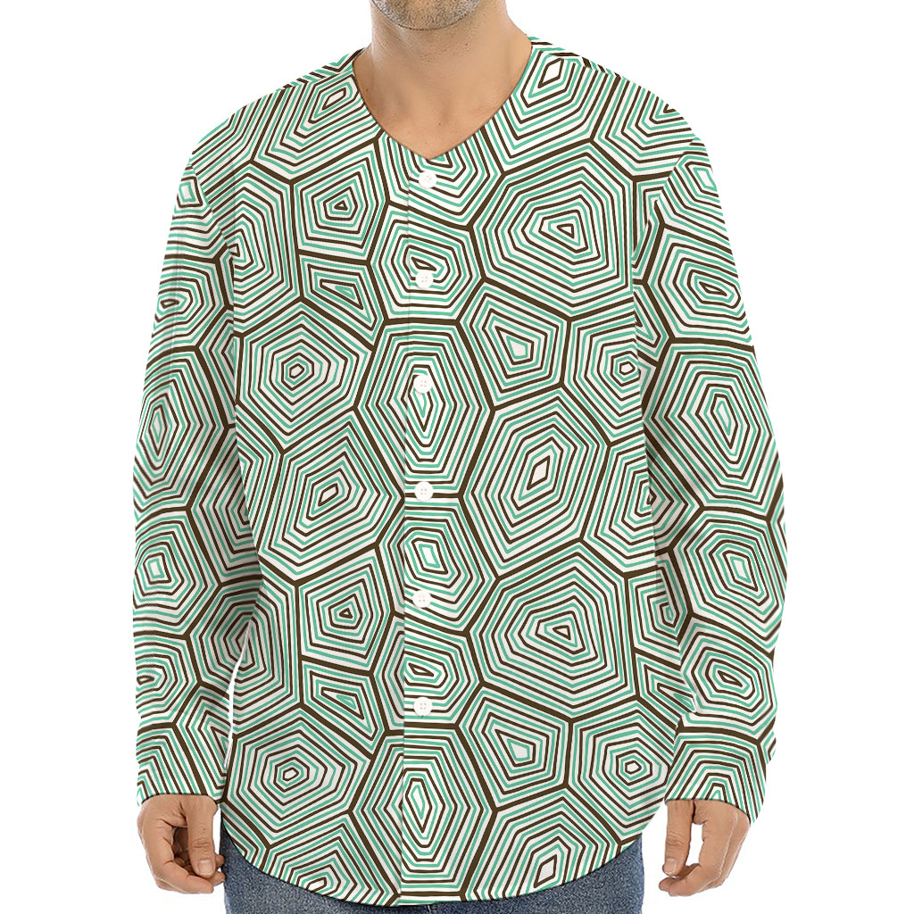 Turtle Shell Pattern Print Long Sleeve Baseball Jersey