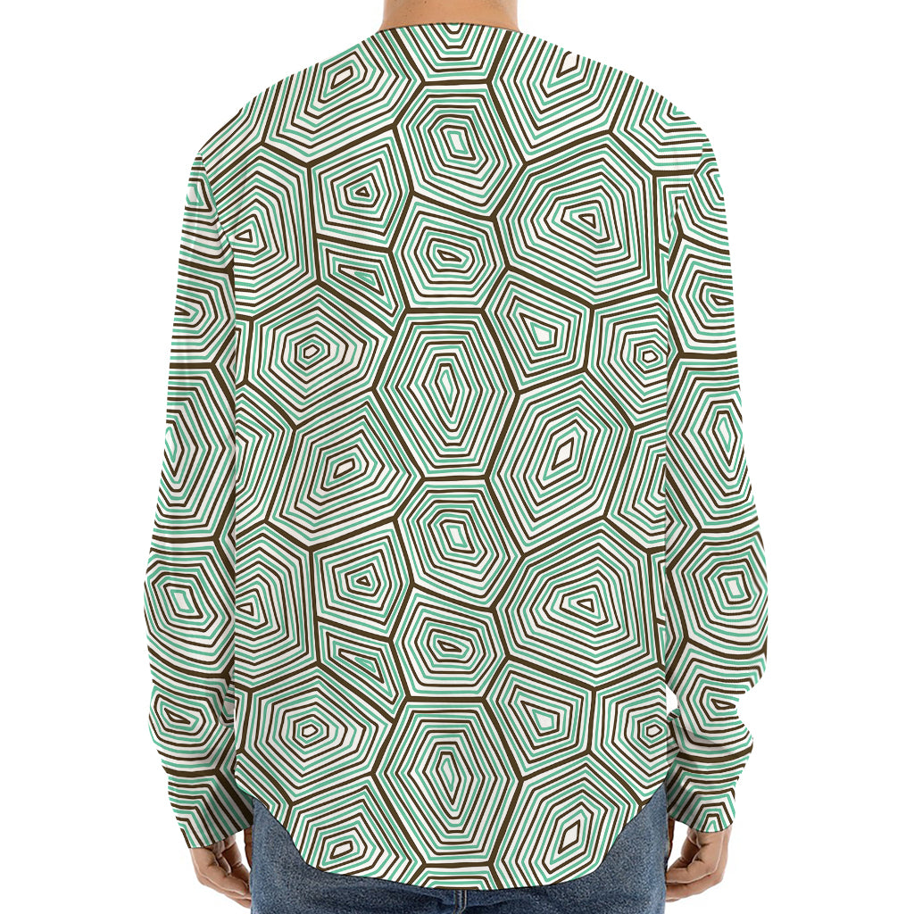 Turtle Shell Pattern Print Long Sleeve Baseball Jersey