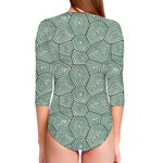 Turtle Shell Pattern Print Long Sleeve Swimsuit