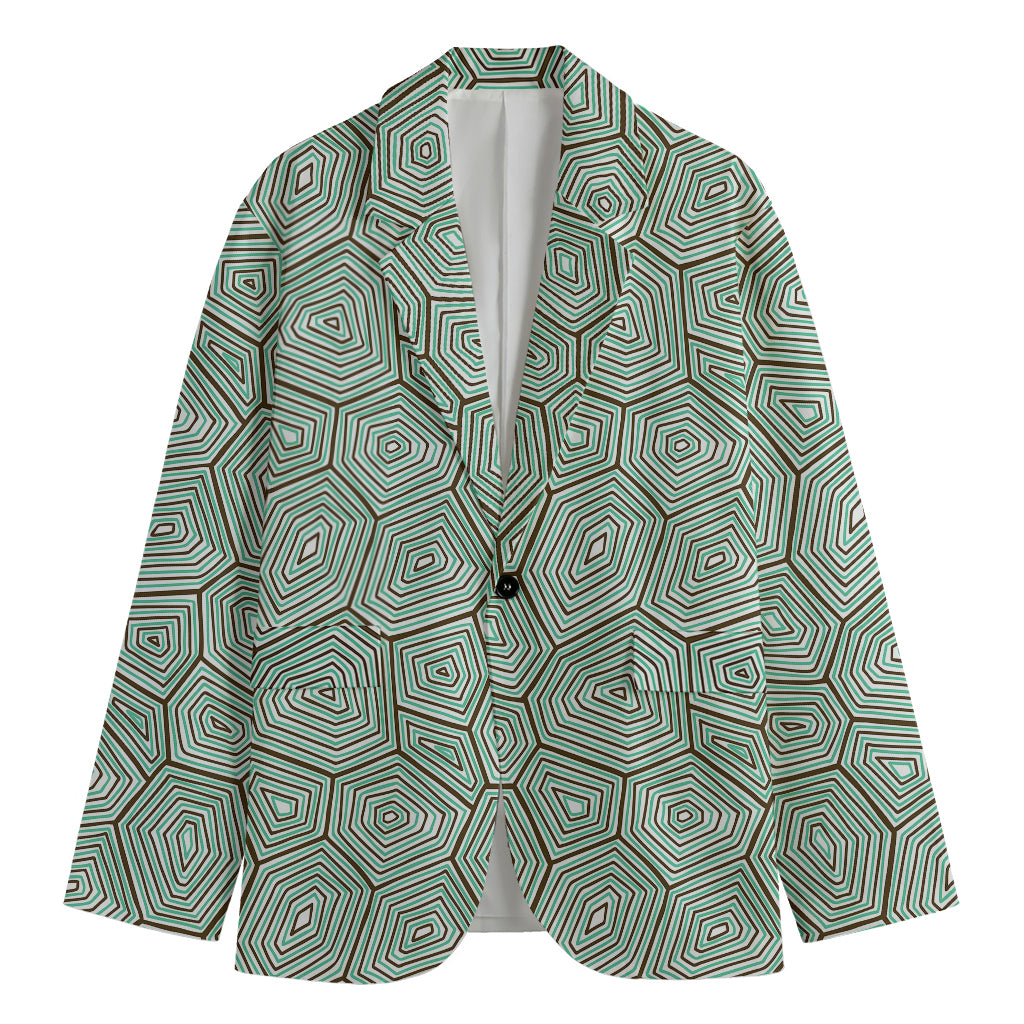 Turtle Shell Pattern Print Men's Cotton Blazer