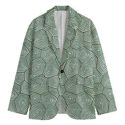 Turtle Shell Pattern Print Men's Cotton Blazer