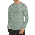 Turtle Shell Pattern Print Men's Long Sleeve Rash Guard