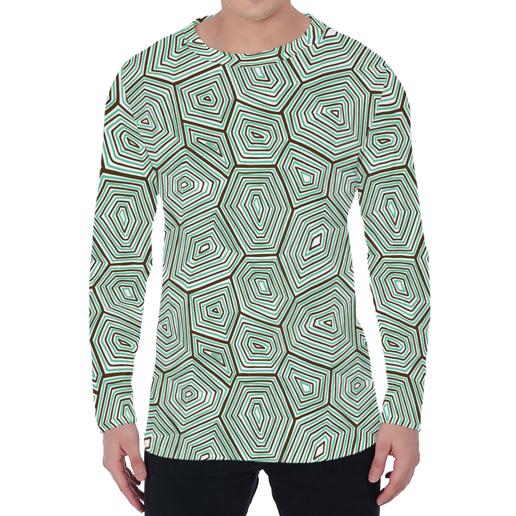 Turtle Shell Pattern Print Men's Long Sleeve T-Shirt