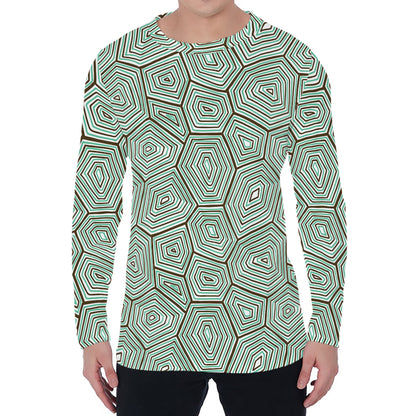 Turtle Shell Pattern Print Men's Long Sleeve T-Shirt