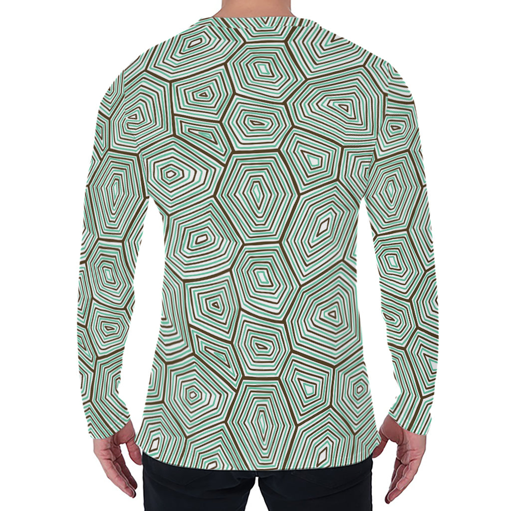 Turtle Shell Pattern Print Men's Long Sleeve T-Shirt