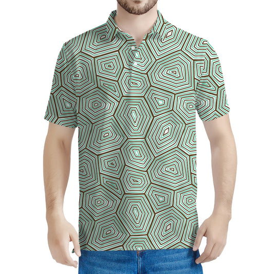Turtle Shell Pattern Print Men's Polo Shirt