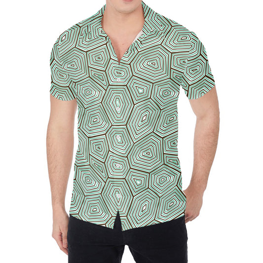 Turtle Shell Pattern Print Men's Shirt