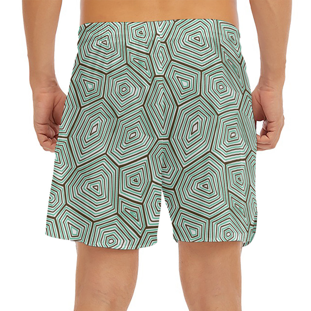 Turtle Shell Pattern Print Men's Split Running Shorts