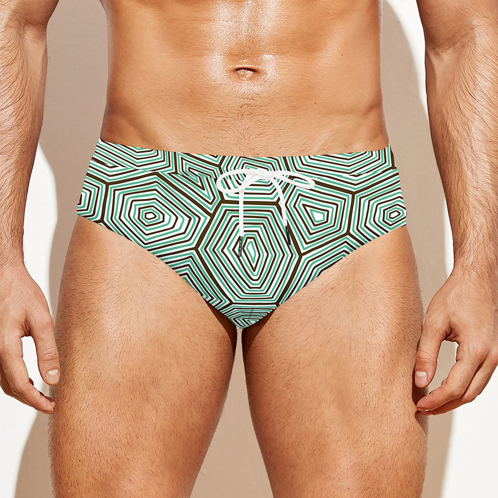 Turtle Shell Pattern Print Men's Swim Briefs