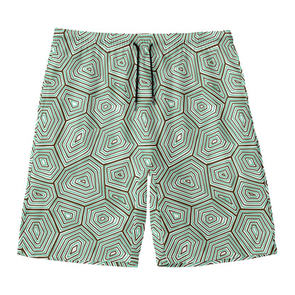 Turtle Shell Pattern Print Men's Swim Trunks