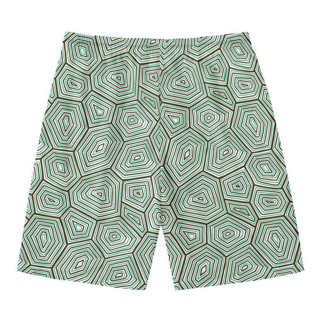 Turtle Shell Pattern Print Men's Swim Trunks
