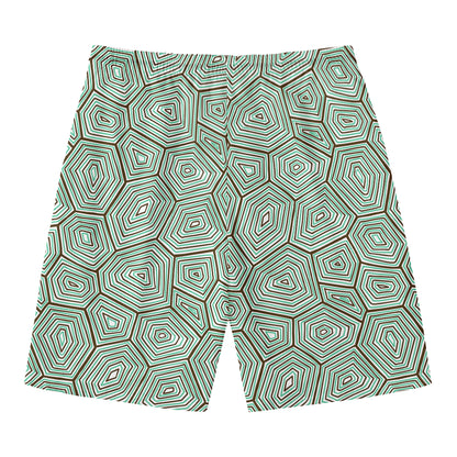 Turtle Shell Pattern Print Men's Swim Trunks