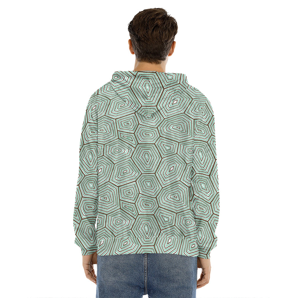 Turtle Shell Pattern Print Men's Velvet Pullover Hoodie