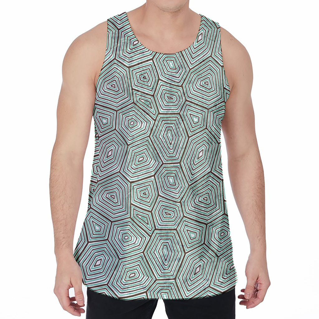 Turtle Shell Pattern Print Men's Velvet Tank Top