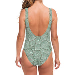 Turtle Shell Pattern Print One Piece Swimsuit
