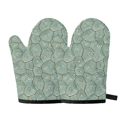 Turtle Shell Pattern Print Oven Mitts