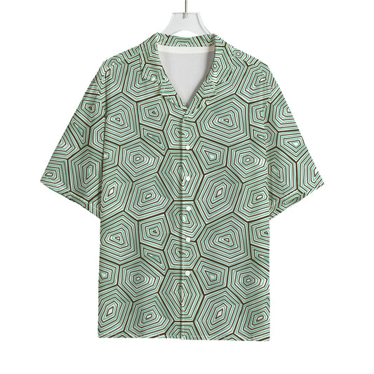 Turtle Shell Pattern Print Rayon Hawaiian Shirt