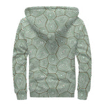 Turtle Shell Pattern Print Sherpa Lined Zip Up Hoodie