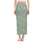 Turtle Shell Pattern Print Side Slit Maxi Skirt