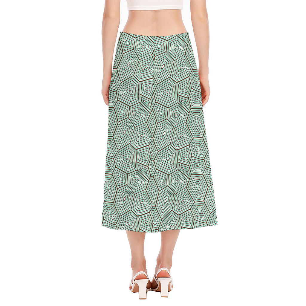 Turtle Shell Pattern Print Side Slit Midi Skirt
