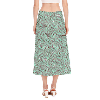 Turtle Shell Pattern Print Side Slit Midi Skirt
