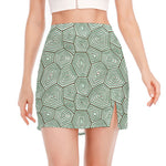 Turtle Shell Pattern Print Side Slit Mini Skirt