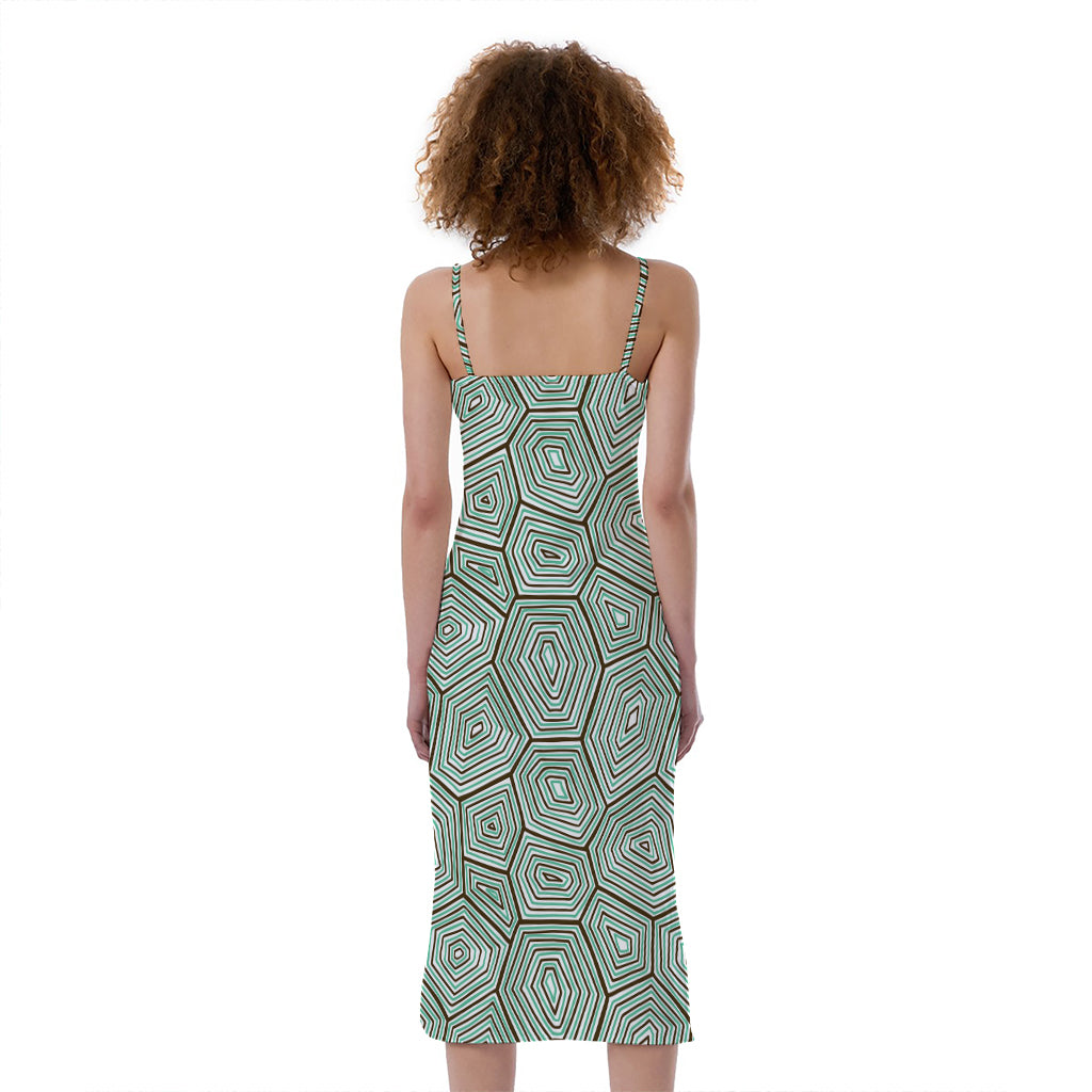 Turtle Shell Pattern Print Slim Fit Midi Cami Dress