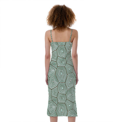 Turtle Shell Pattern Print Slim Fit Midi Cami Dress
