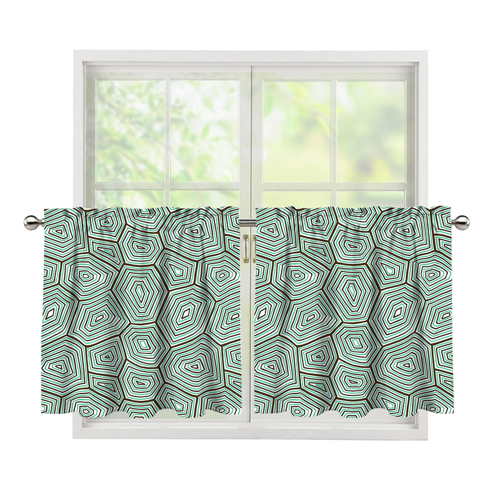 Turtle Shell Pattern Print Tier Curtains