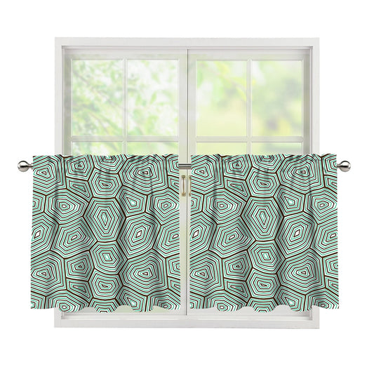 Turtle Shell Pattern Print Tier Curtains